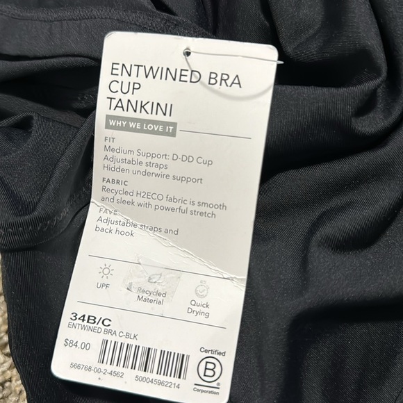 NWT! Athleta Black Entwined Bra Cup Tankini Top - Size 34B/C💙 - Picture 5 of 6
